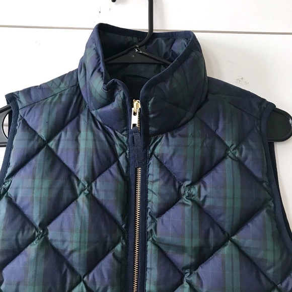 J.Crew Blue Plaid Zip Puffer Quilt Excursion Vest - Picture 6 of 8